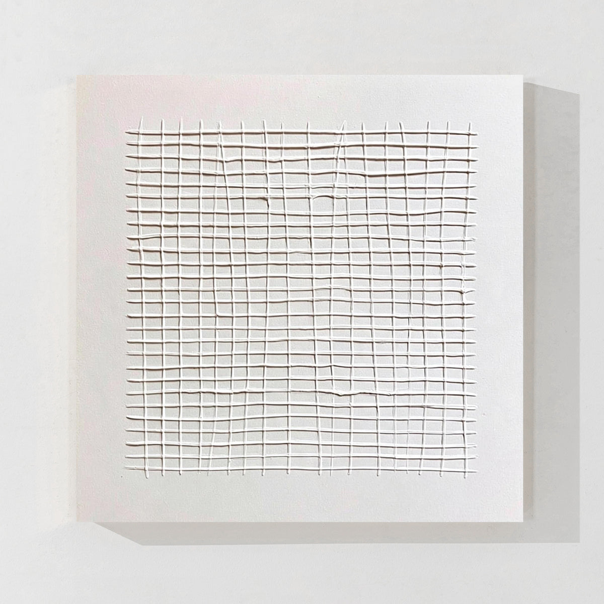 White Abstract Grid Textured Canvas Wall Art