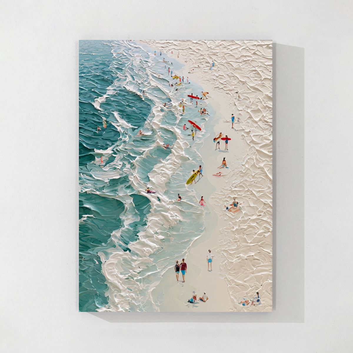 Textured Beach Canvas Wall Art with Ocean Waves