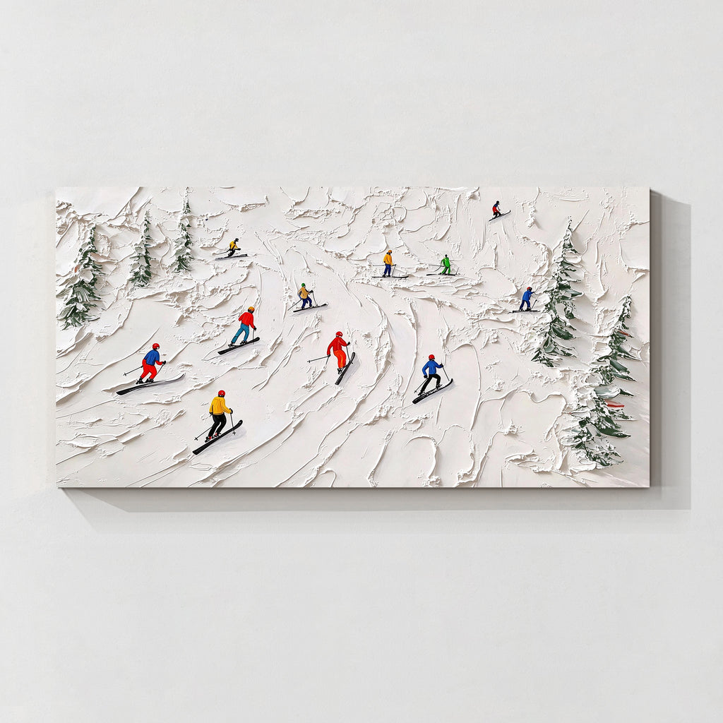 Abstract Skiing Textured Oil Painting_SW01
