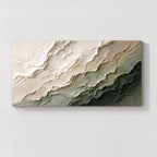 Modern Abstract Green and Beige Textured Canvas Wall Art