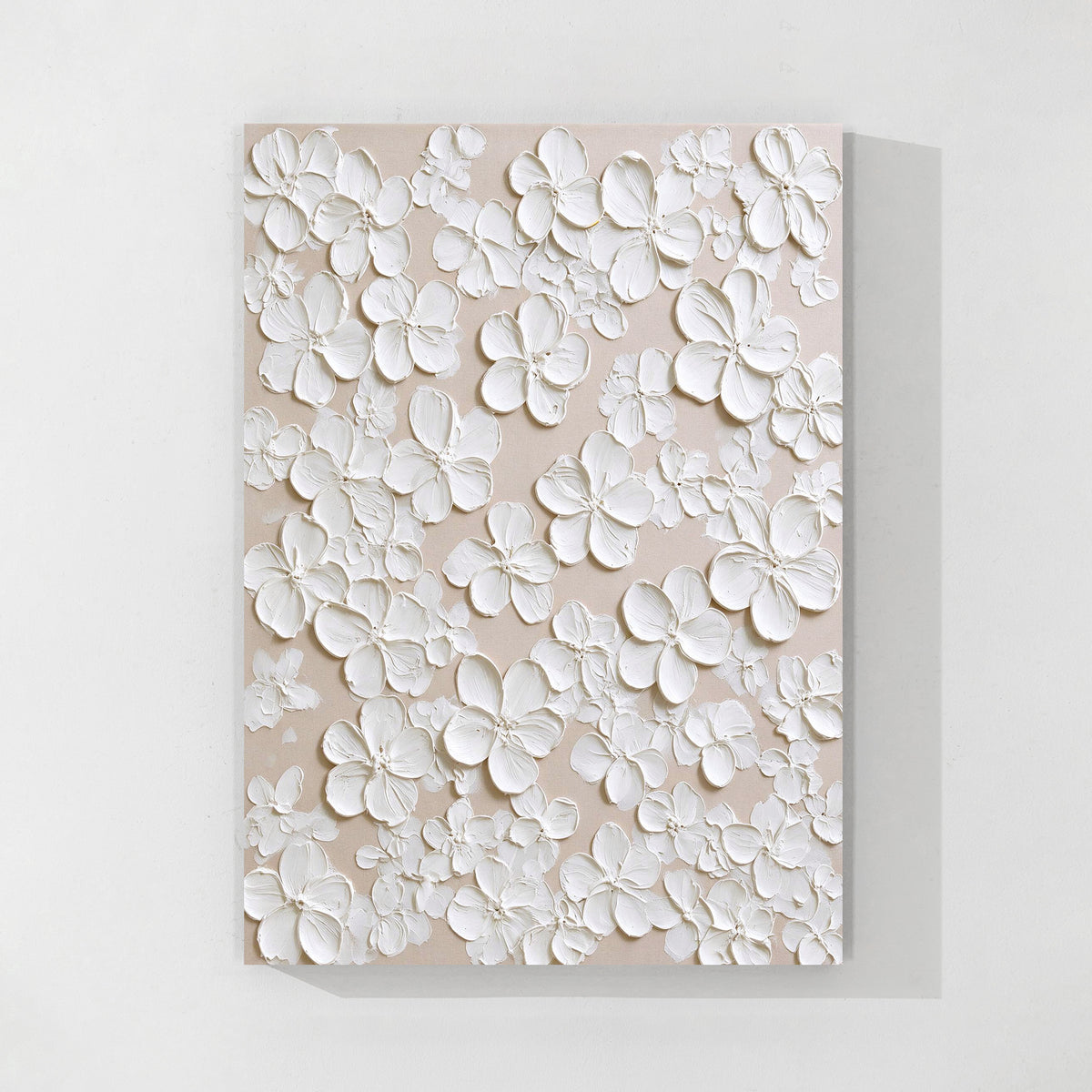 3D White Floral Textured Wall Art