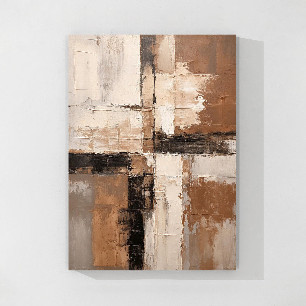 Brown Beige Abstract Textured Oil Painting