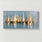 Abstract Sailboat Marina Canvas Wall Art