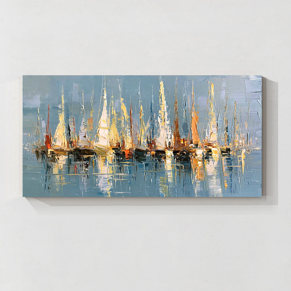 Abstract Sailboat Marina Canvas Wall Art