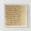 Goldenes geometrisch-abstraktes, strukturiertes Leinwand-Wandbild
