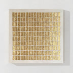 Goldenes geometrisch-abstraktes, strukturiertes Leinwand-Wandbild