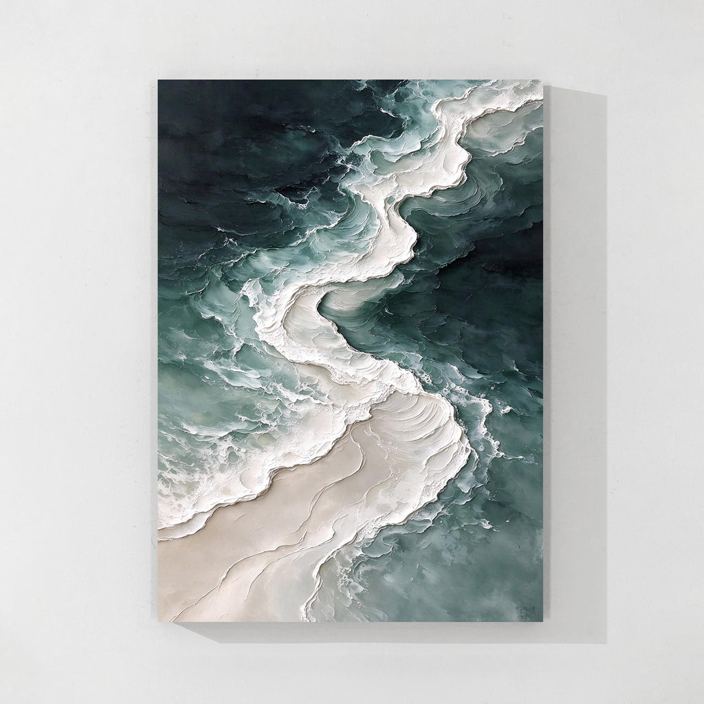Dark Green Abstract Fluid Textured Canvas Wall Art
