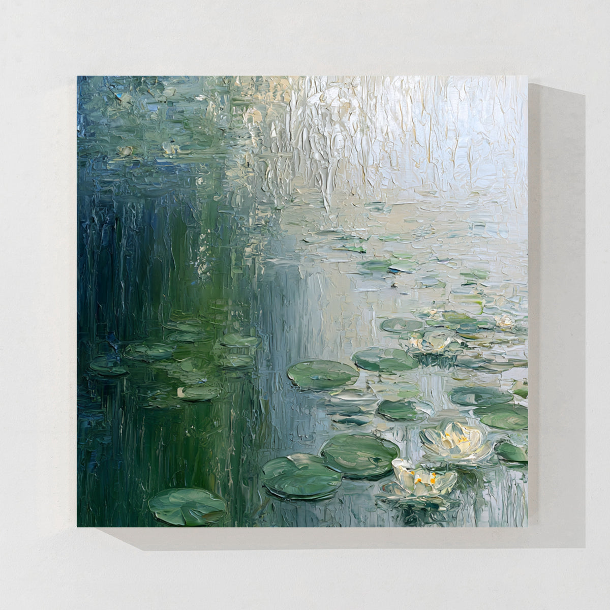 Green Water Lilies Textured Painting FW09