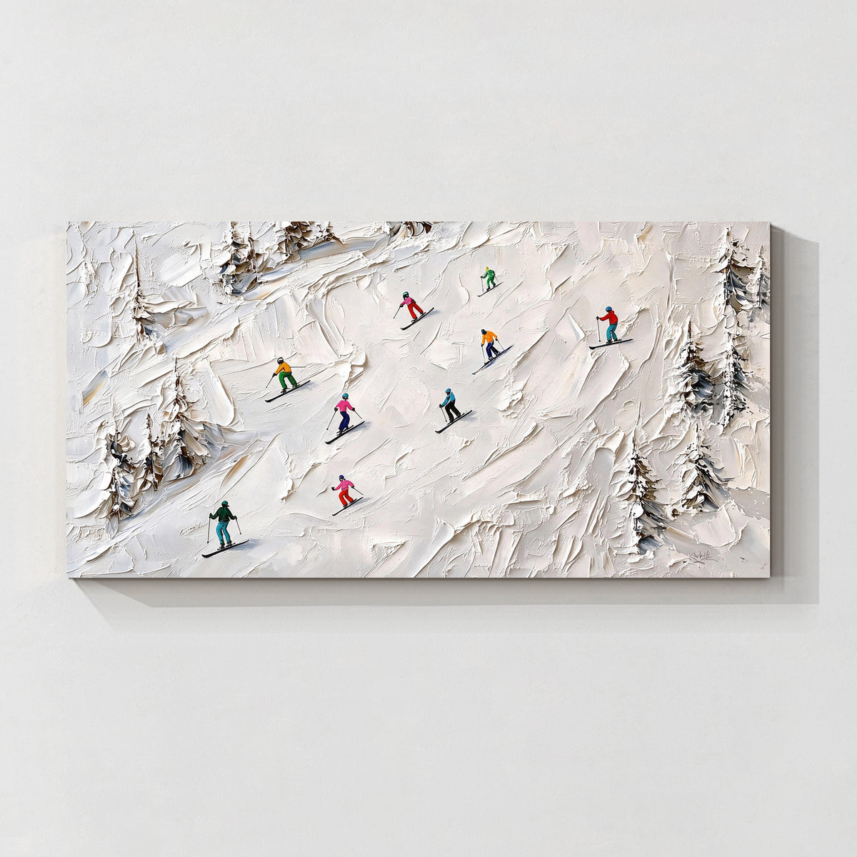 Abstract Skiing Textured Oil Painting_SW02