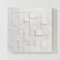 White Geometric Abstract Textured Canvas Wall Art