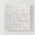 White Geometric Abstract Textured Canvas Wall Art