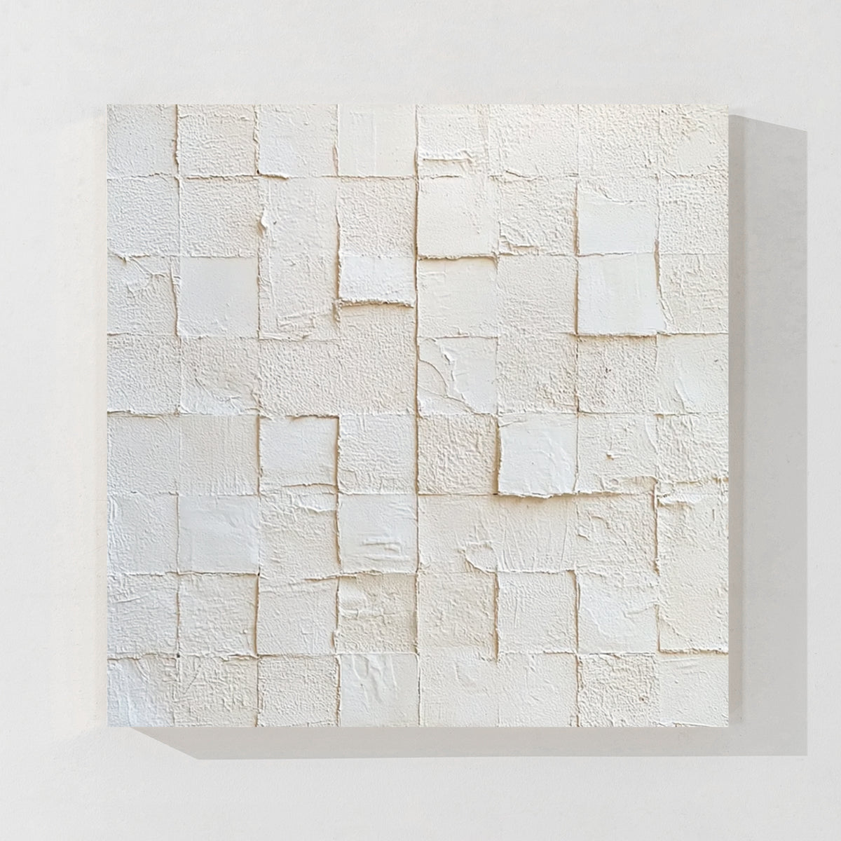 White Geometric Abstract Textured Canvas Wall Art