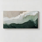 Green and White Textured Abstract Wall Art