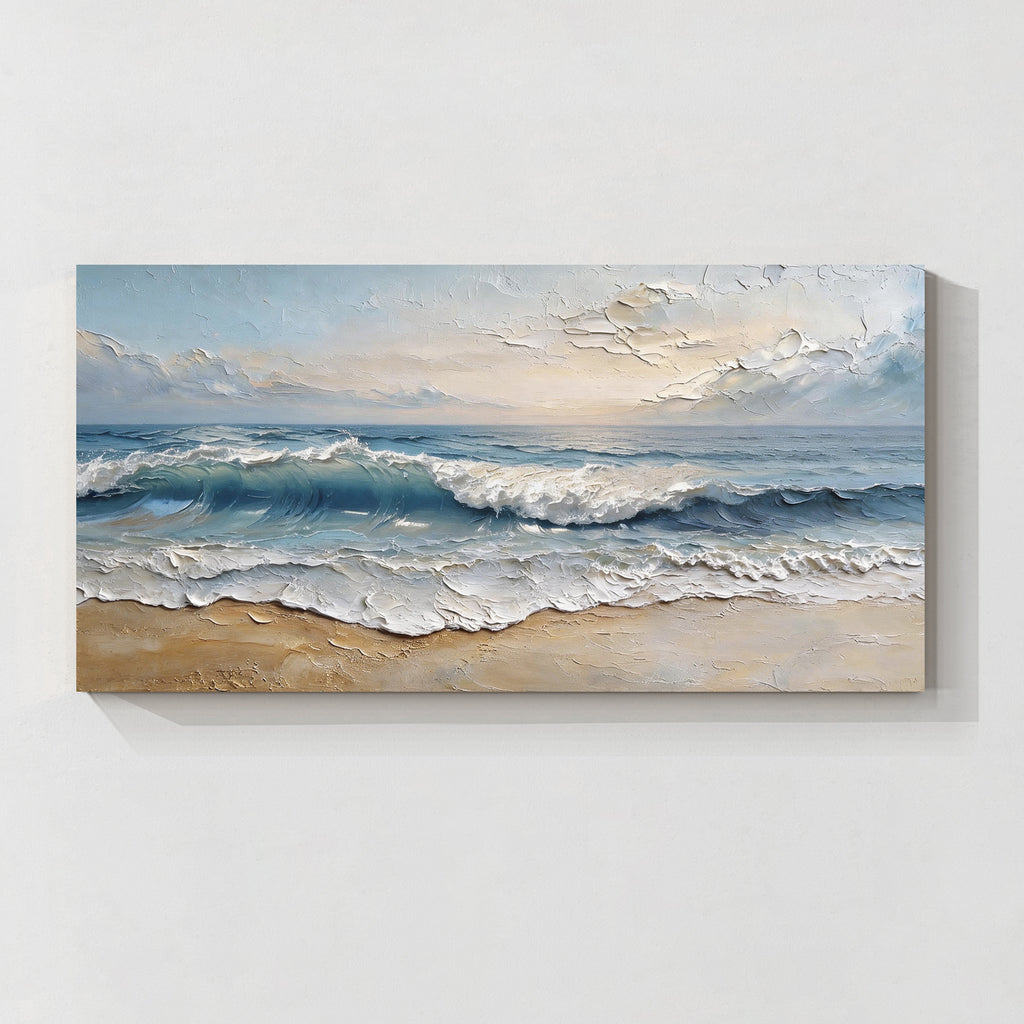 Coastal Serenity Ocean Wave Textured Canvas Wall Art
