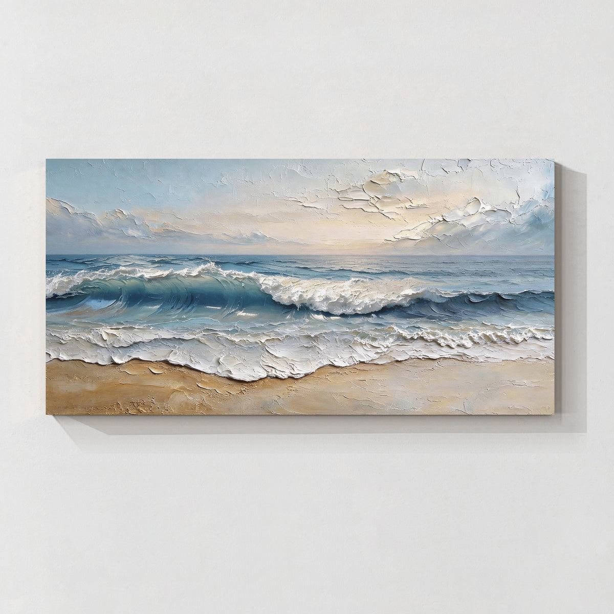 Coastal Serenity Ocean Wave Textured Canvas Wall Art