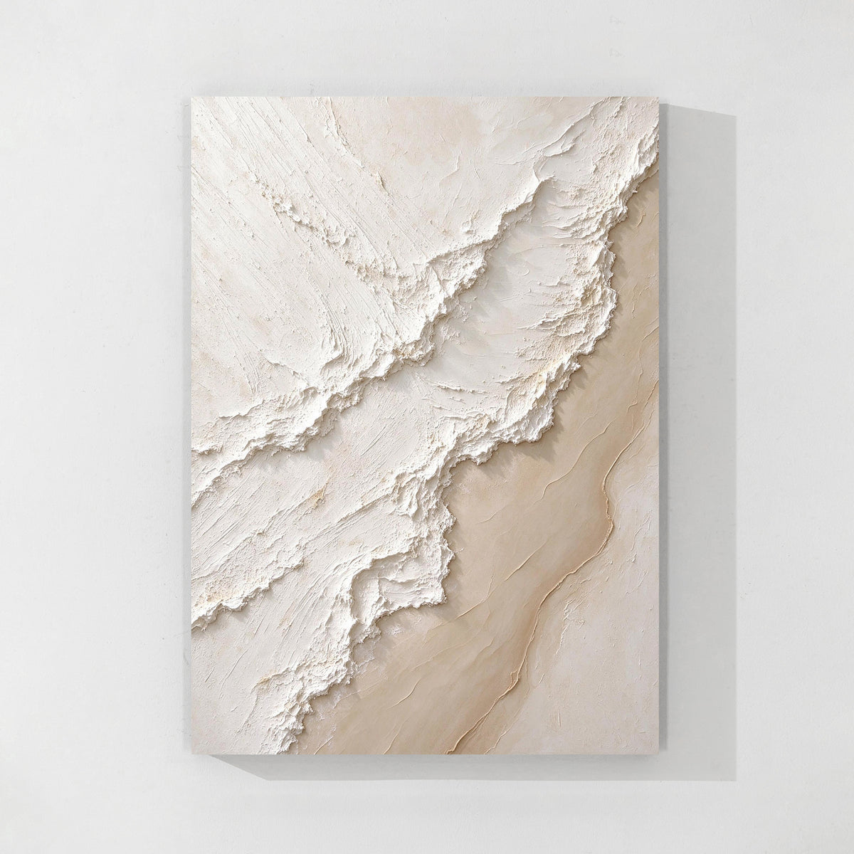 White Beige Abstract Textured Canvas Wall Art