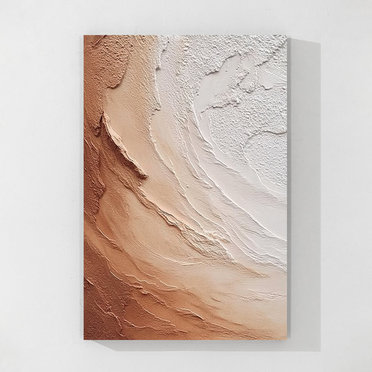 Beige and brown textured abstract wall art featuring layered organic patterns and minimalist modern canvas design for home decor