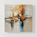 Beige orange and blue textured abstract wall art canvas featuring modern geometric brush strokes and layered contemporary painting design