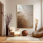 Neutral beige textured abstract wall art in modern interior decor