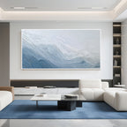 Blue neutral textured wall decor painting for modern home interior design