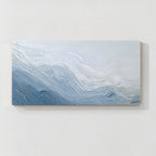 Blue and white 3D textured abstract wall art with layered relief design, modern minimalist canvas artwork for contemporary home decor