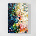 Colorful blue green pink and orange textured abstract wall art canvas featuring rich layered brush strokes and modern contemporary painting style