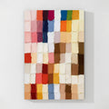 Colorful geometric textured abstract wall art featuring multicolor blocks and layered paint texture, perfect for modern contemporary home decor