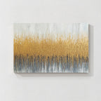 Gold textured abstract wall art painting with layered vertical patterns and modern neutral tones for home decor