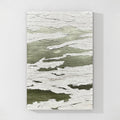 Green and white textured abstract wall art featuring layered organic patterns and minimalist modern canvas design
