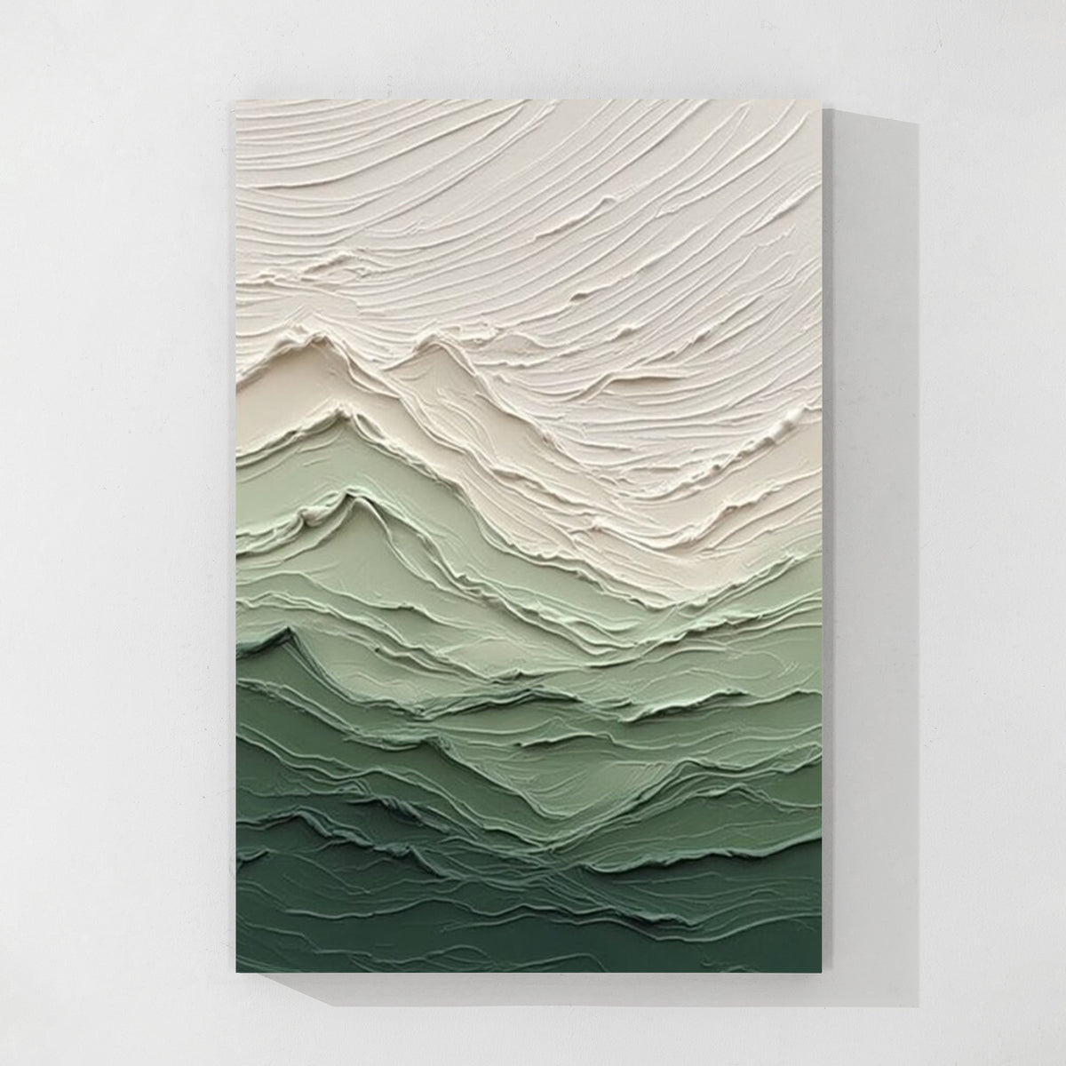 green textured abstract canvas wall art painting