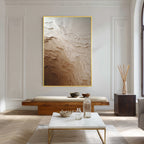 Luxury living room with beige textured abstract wall art canvas