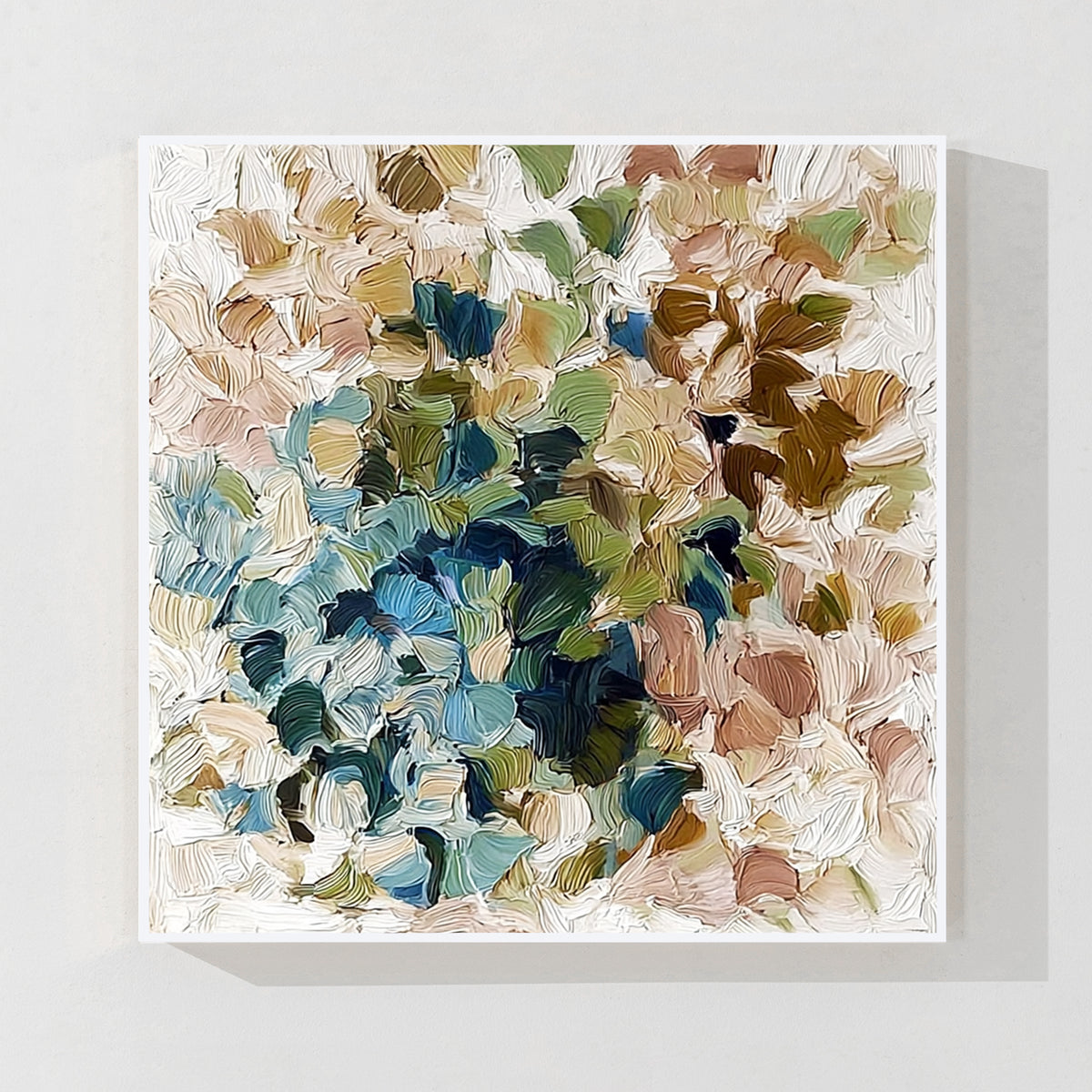 Modern colorful textured abstract canvas wall art with layered brush strokes