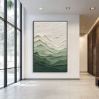 Modern green textured abstract wall art displayed in a contemporary interior space
