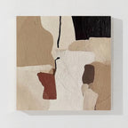 Modern neutral textured abstract canvas wall art with layered shapes and minimalist design