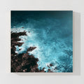 Blue ocean wave abstract painting with textured details, modern coastal wall art for home decor