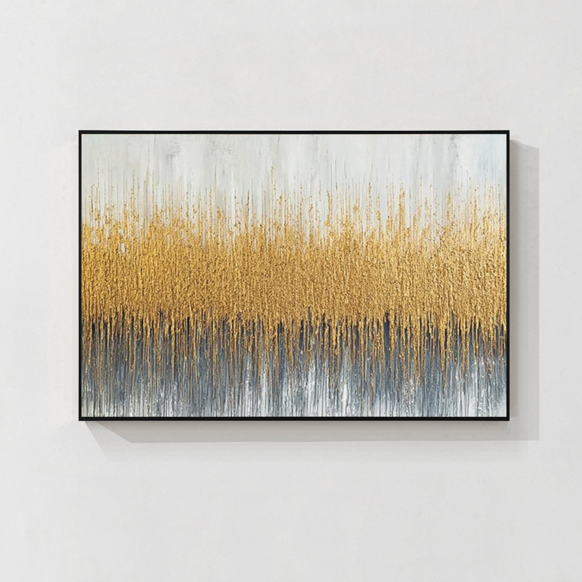 Modern ocean wave oil painting with black frame, contemporary wall art decor