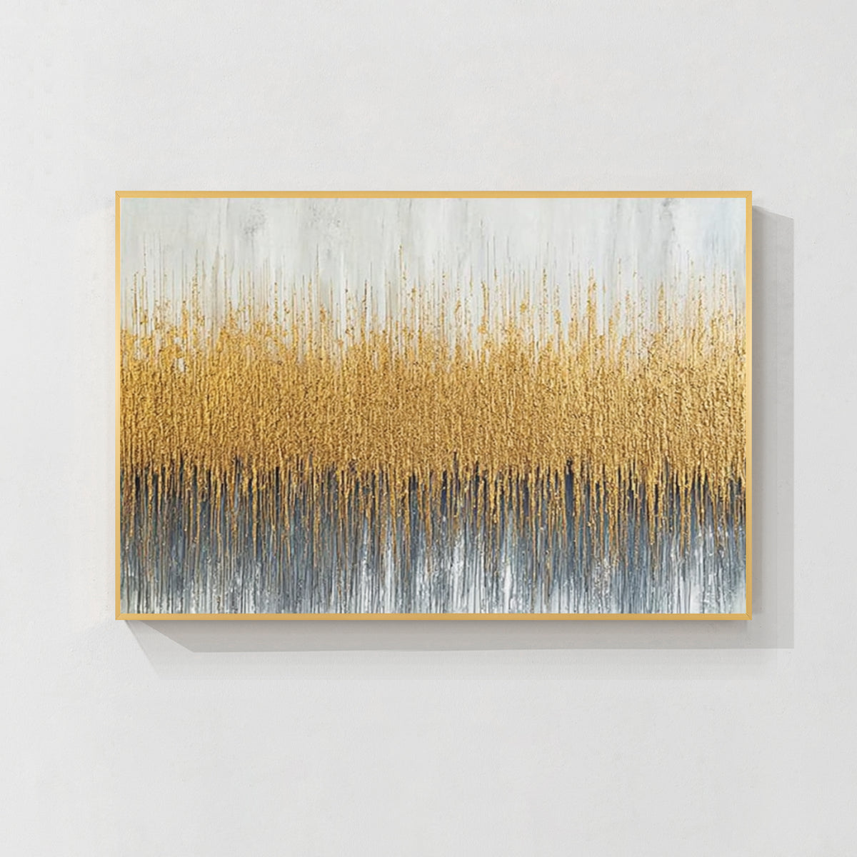 Luxury ocean wave oil painting with gold frame for elegant home decoration
